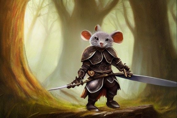 Chibi Mouse Knight on Branch: Redwall Artwork