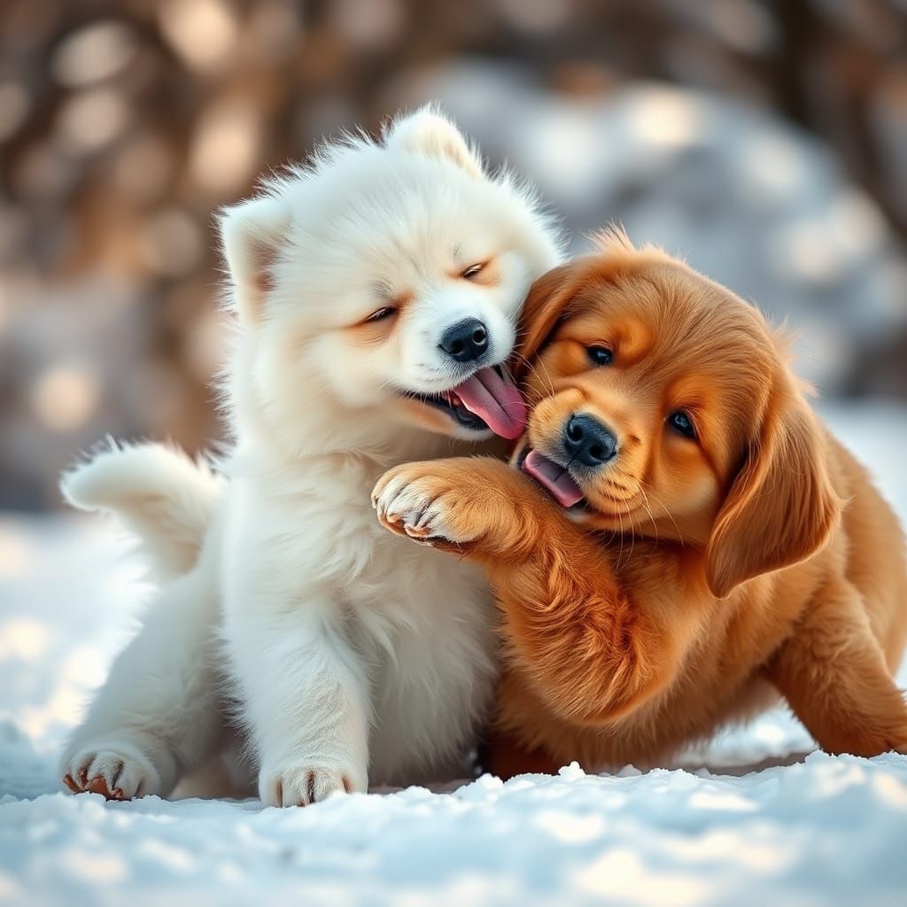 Puppies Play in Winter Wonderland: Wildlife Photography