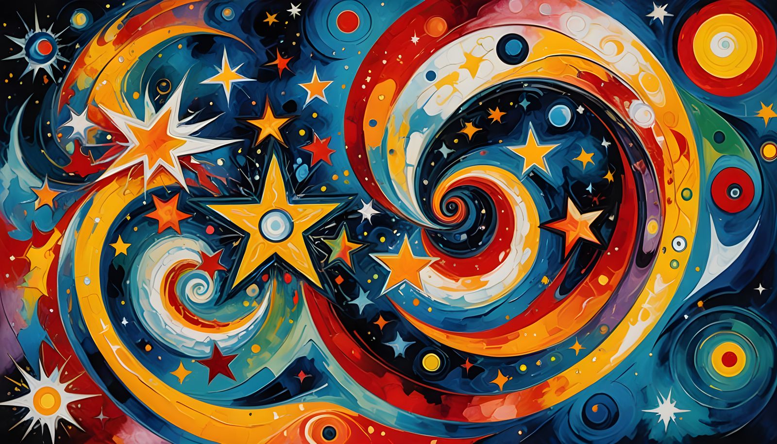 Whirly Wavy Stars in Vibrant Opalescent Colors