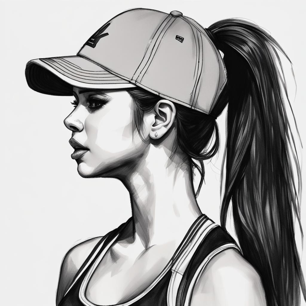 Detailed Pencil Sketch of Person in Sports Bra
