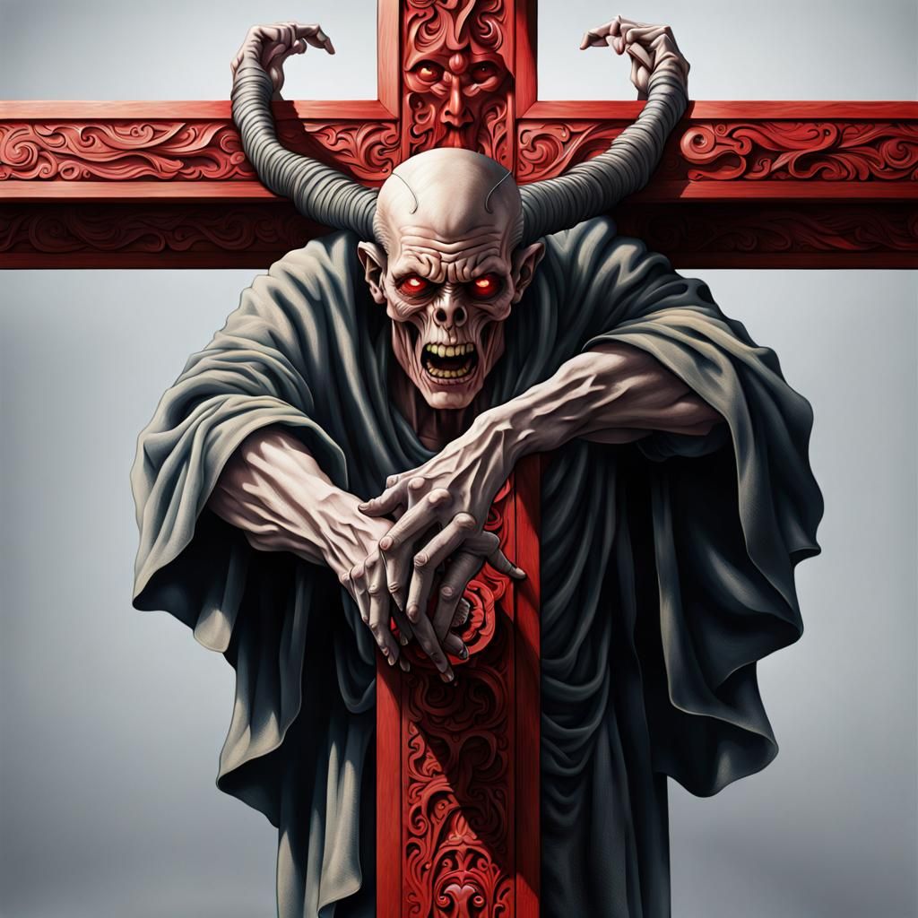 Ultra Realistic Satan with Upside Down Cross