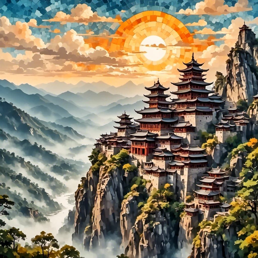 Grand Buddhist Monastery on Sichuan Cliff