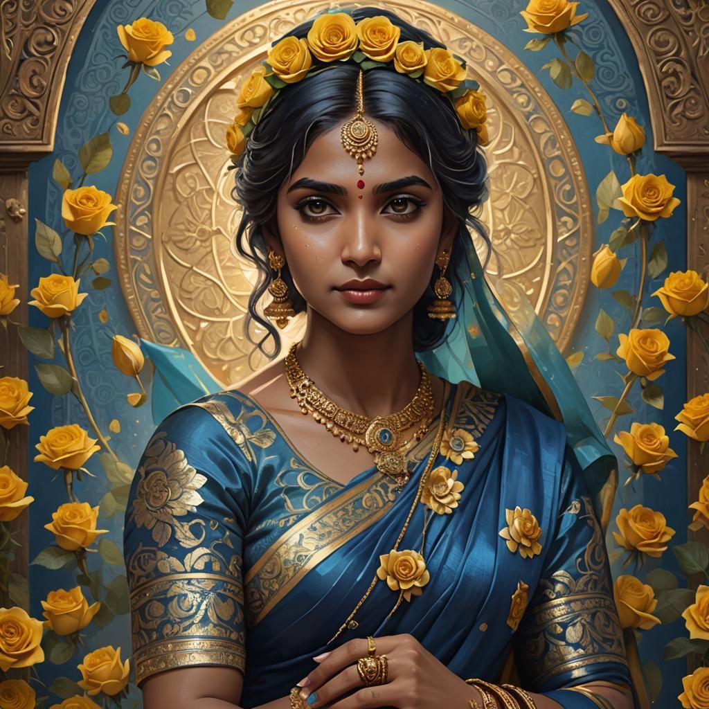 Beautiful Telugu Bride Portrait in Digital Art Style