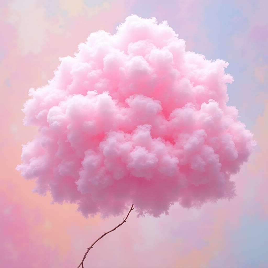 Dreamlike Cotton Candy Cloud in Surrealist Style