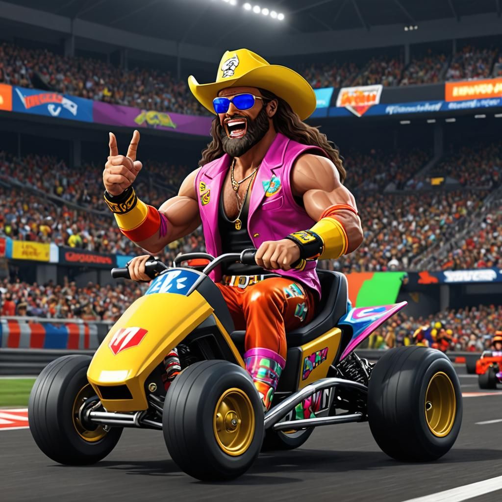 Macho Man Randy Savage in Mario Kart