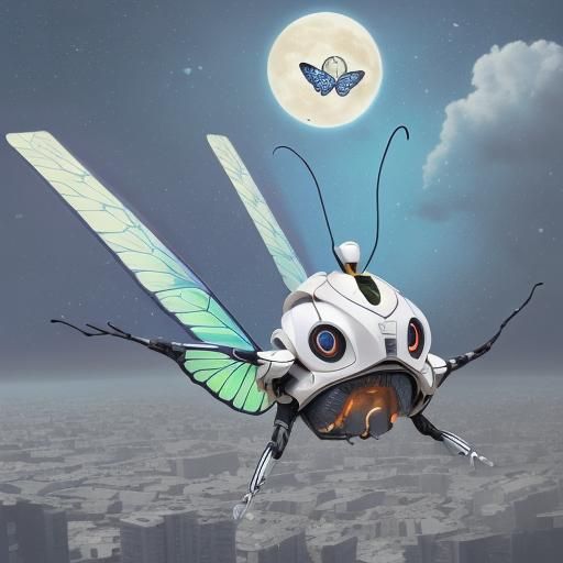 Robot Butterfly Flies Over Collapsed Civilization
