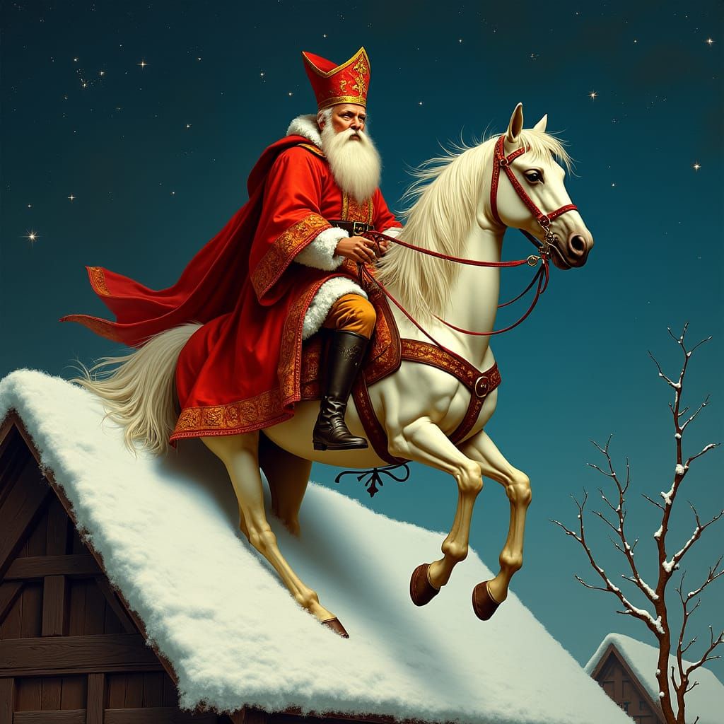 Saint Nicholas on Horseback in Dutch Master Style