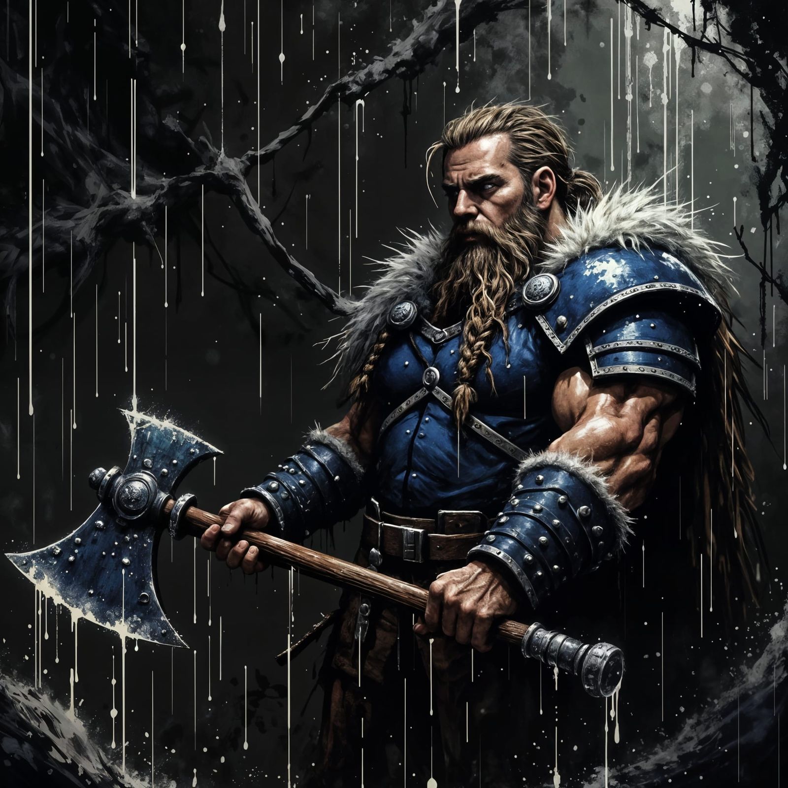 Dwarven Blacksmith in Mountain Hall, Surreal Art