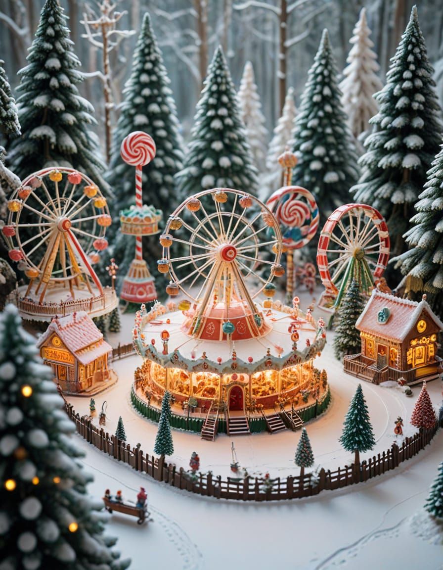 Candy Amusement Park in Winter Wonderland