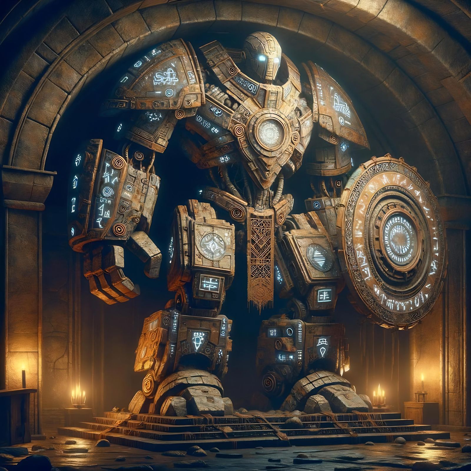 Mystical Runic Protector in Antique Dungeon