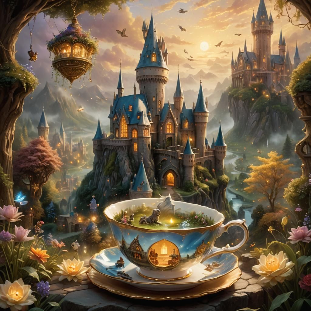 Hogwarts Castle in Teacup: Magical Realism