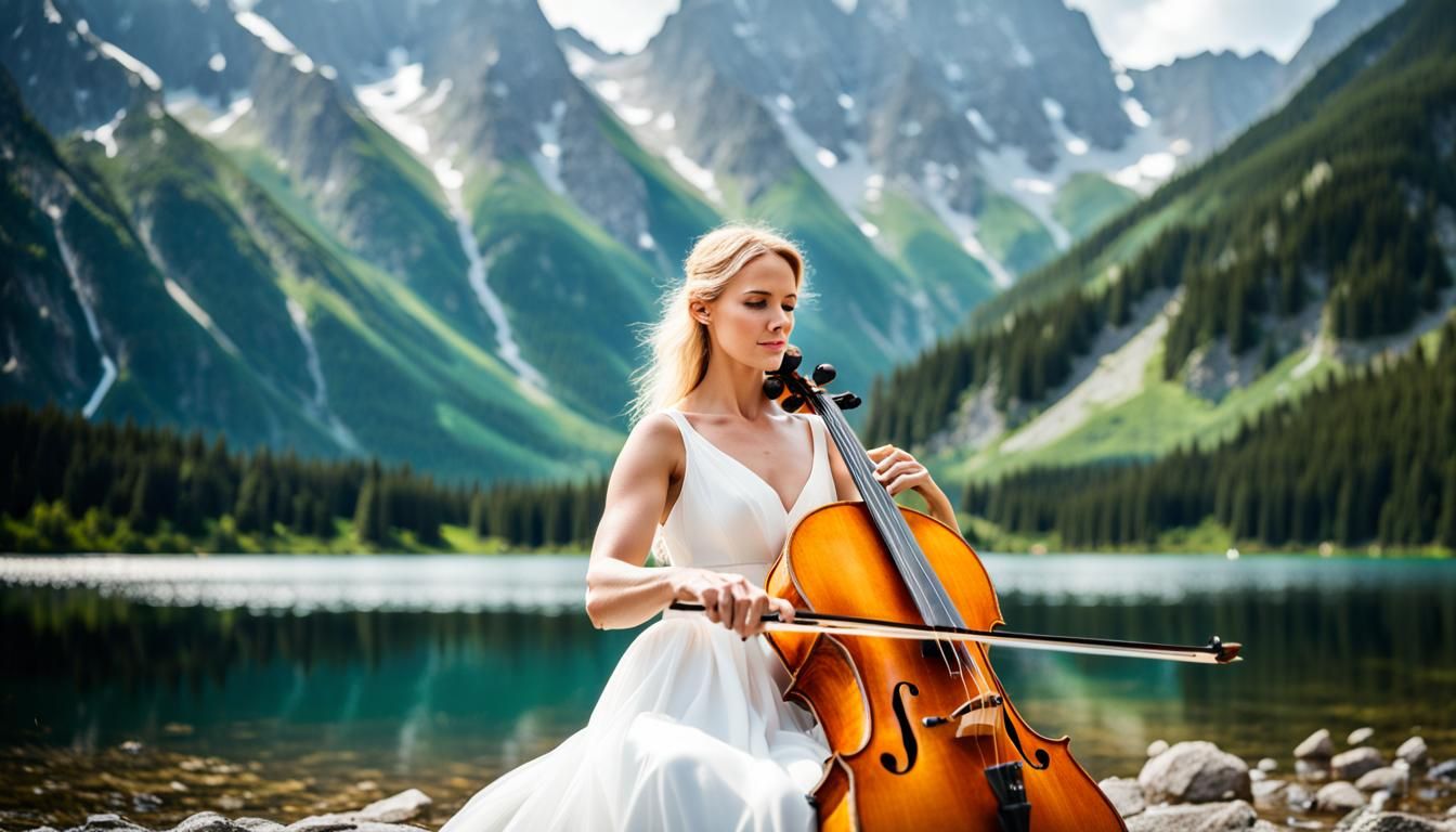 Woman Playing Cello at Morskie Oko: Photography