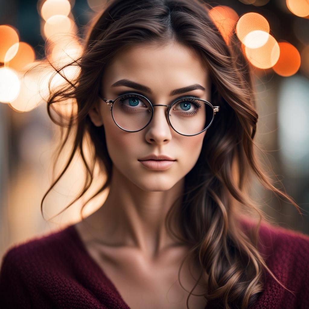 Woman with Red Glasses Hitchhiking: Professional Photography