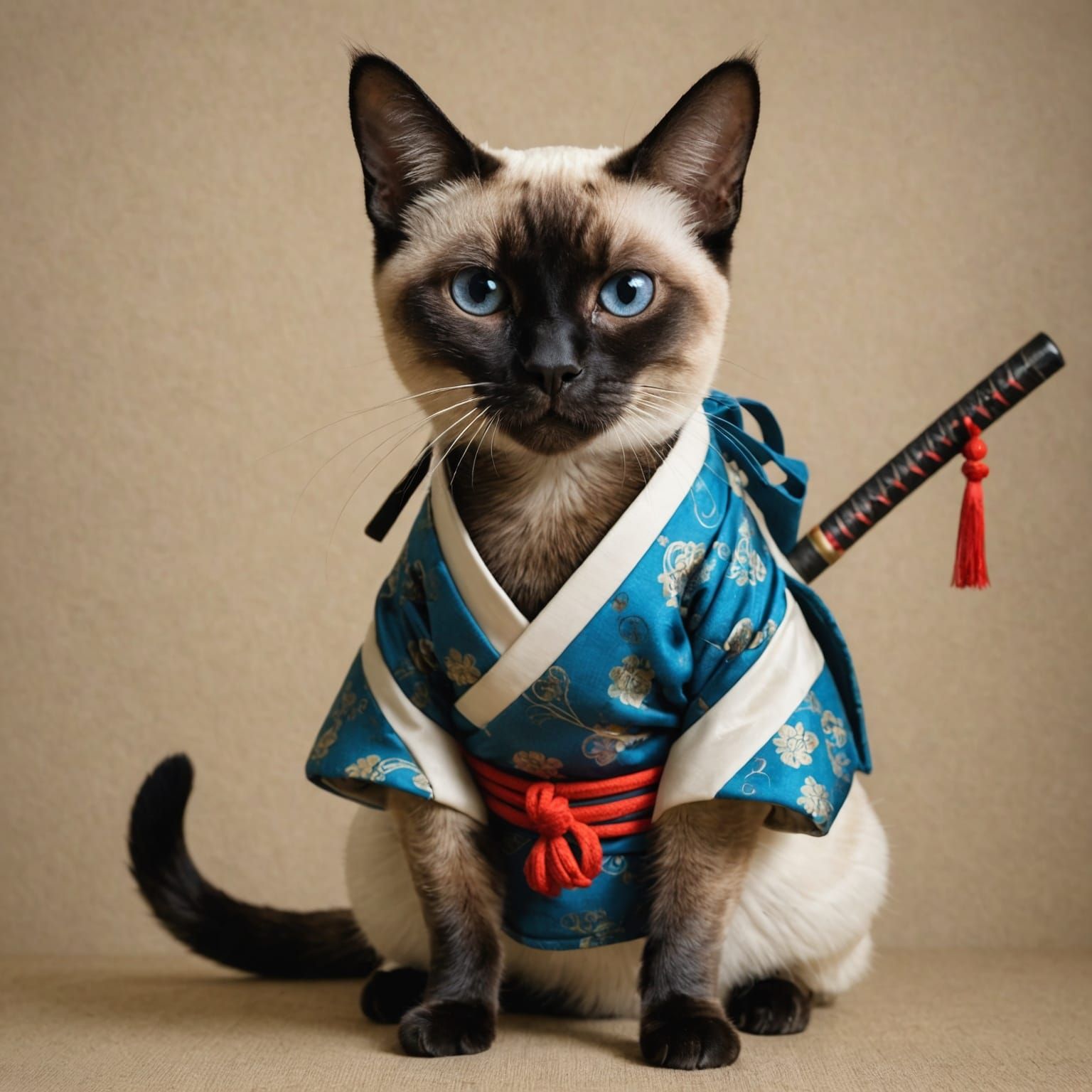 Samurai Siamese Cat Generated by AI