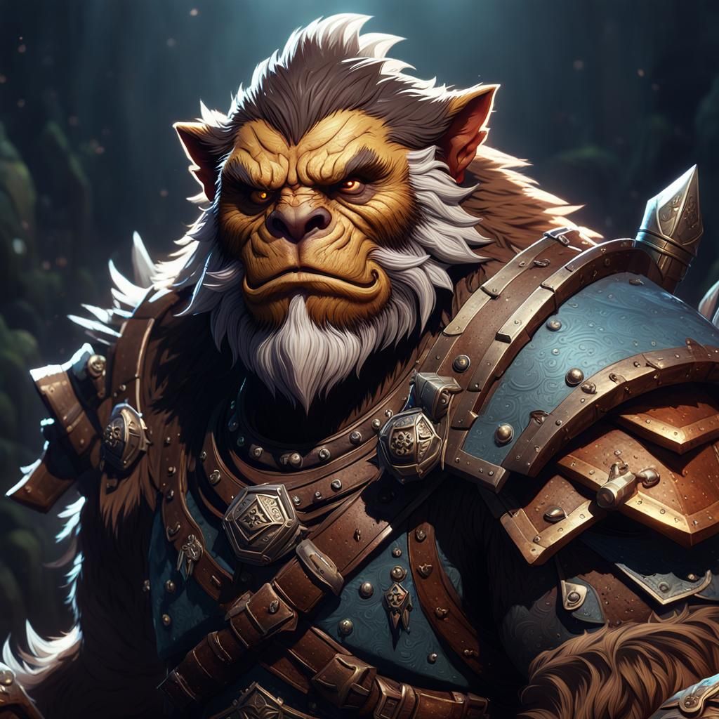 Gentle Bugbear with Sly Smirk, D&D Style