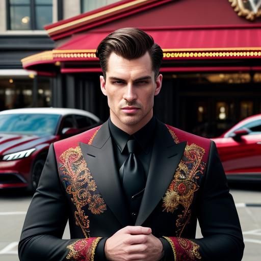 Hyperrealistic Valet Between Luxury Cars, Cheering