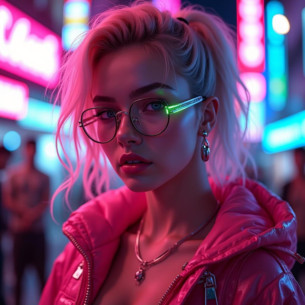 Cyberpunk Woman in Neon Lights