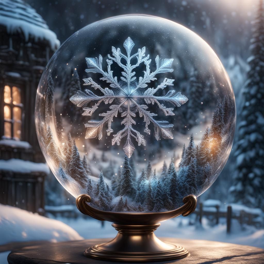 Sparkling Snowflakes in Winter Wonderland Sphere
