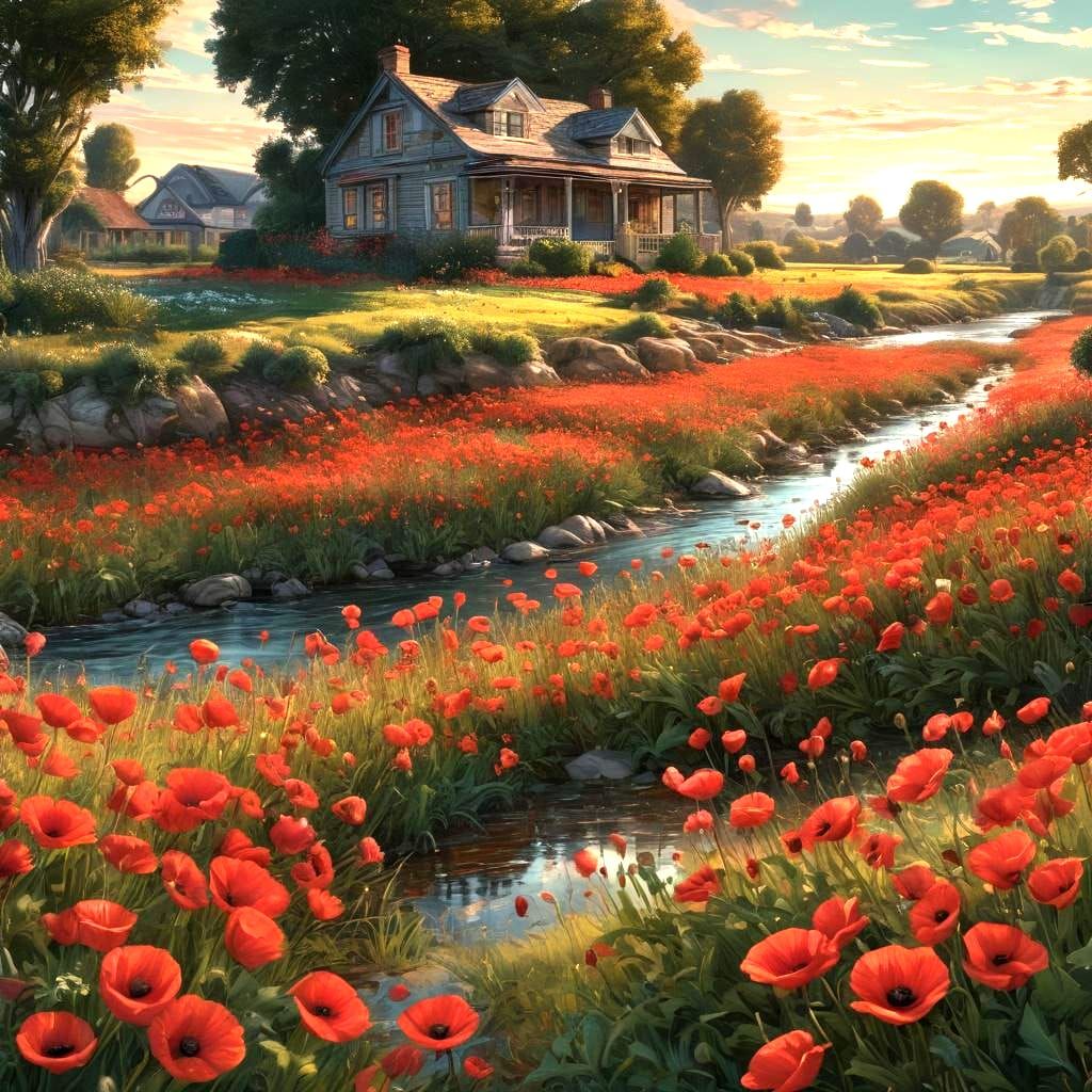 Poppy Field River House Comic Book Art