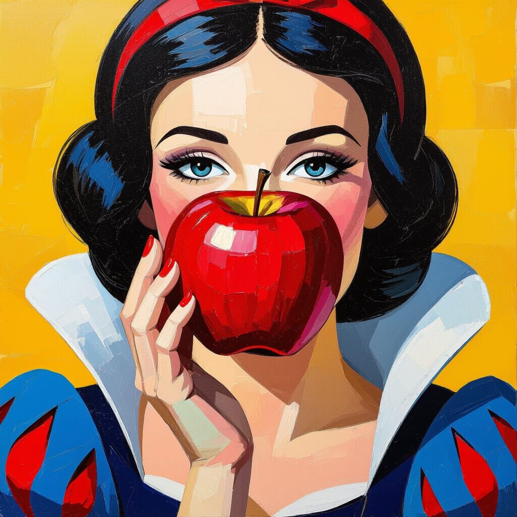 Snow White's Apple in Neo-Impressionist Style
