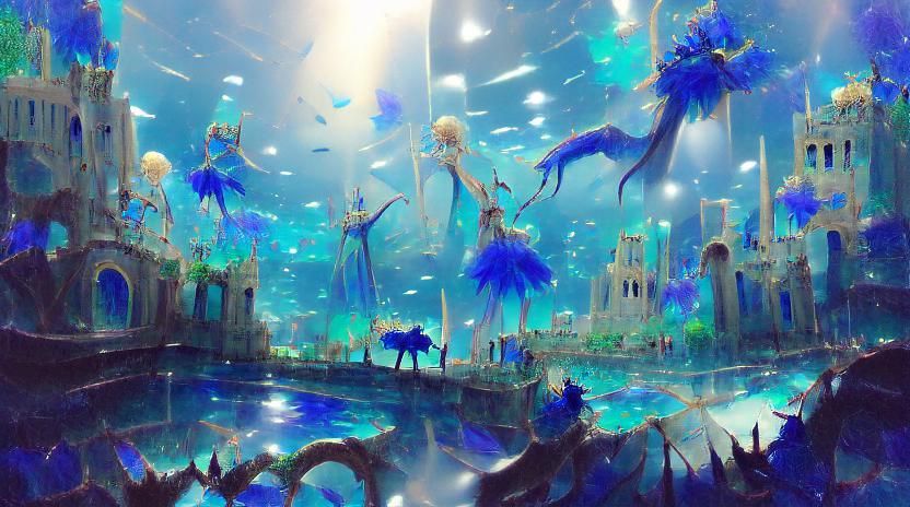 Fantasy Underwater Kingdom in Blue Hues