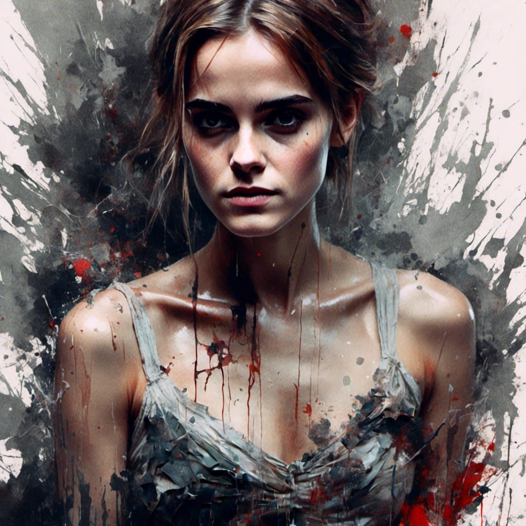 Emma Watson Portrait in Macabre Noir Style