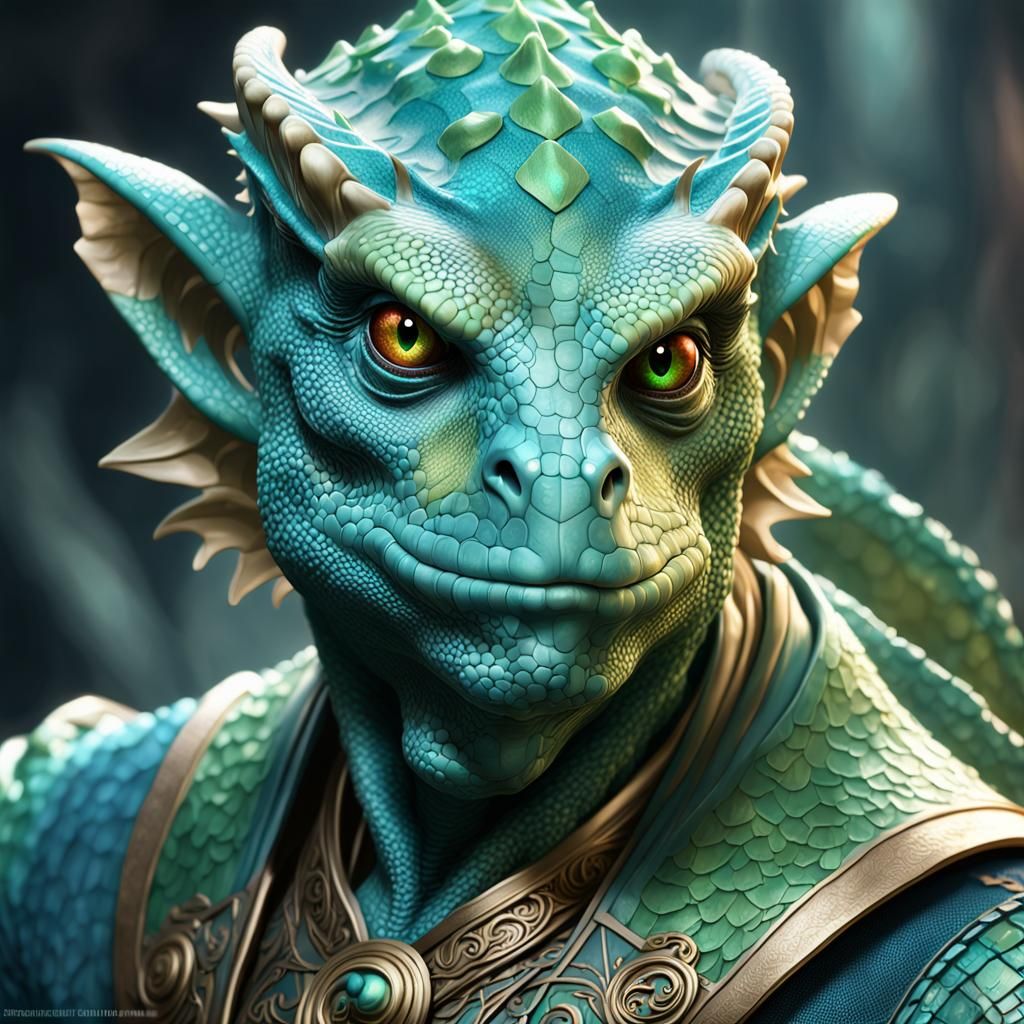 Porcelain Lizard Man Doll: Hyperdetailed Portrait