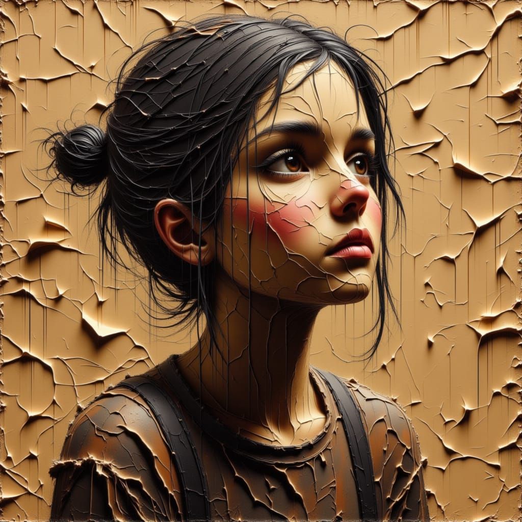 Expressive Portrait in Impasto Knife Painting Style