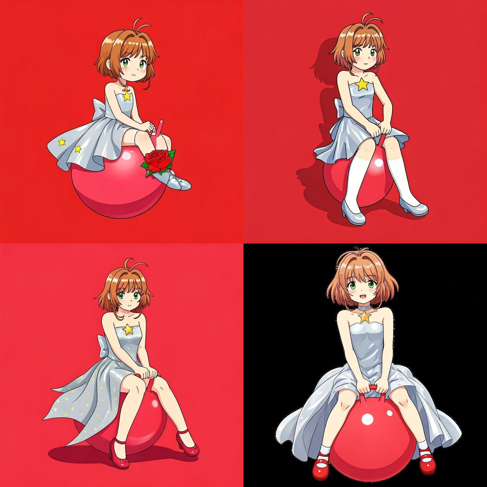 Sakura Kinomoto in Elegant Platinum Star Dress, Bouncing on ...