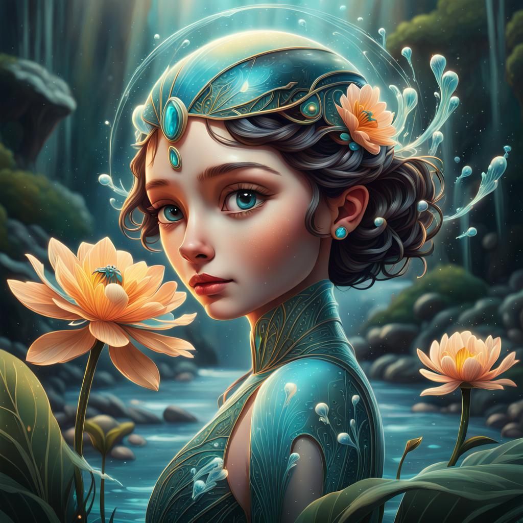 Art Deco Bioluminescent Flower by River