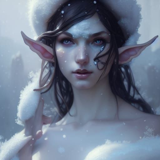 Elf in Snowstorm: Hyperdetailed Concept Art