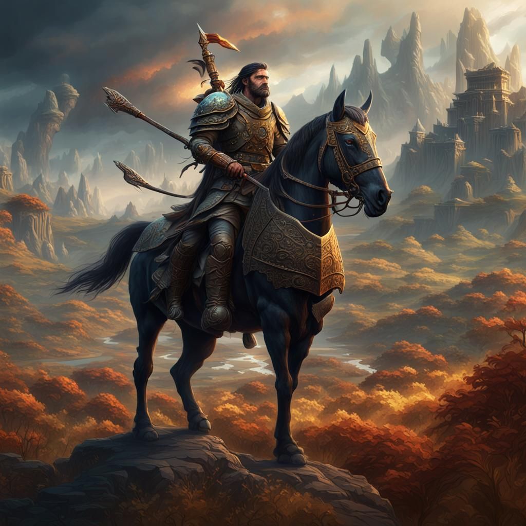 Warrior Contemplates Return: Detailed Matte Painting