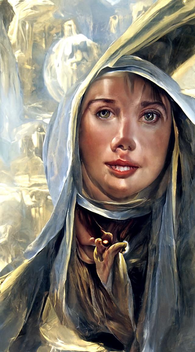 Holy Mary Portrait in Renaissance Oil Painting