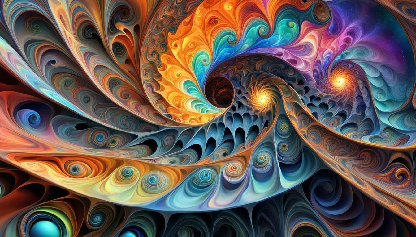 Iridescent 3D Star Formations in Psychedelic Abstract Art