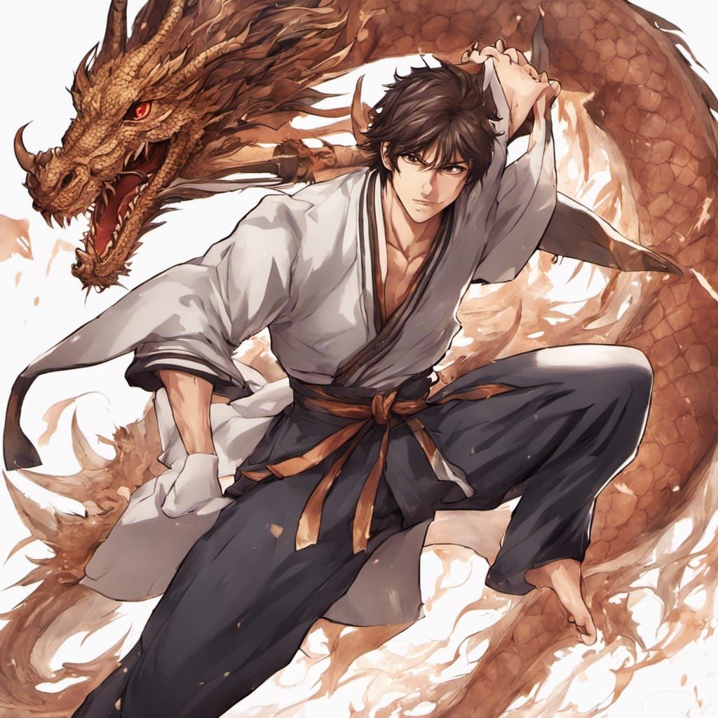 Anime Martial Artist with Dragon Wings