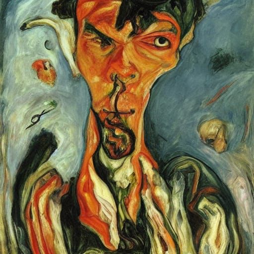 Disturbing Rabbit Mindscape in Soutine and Schiele Style