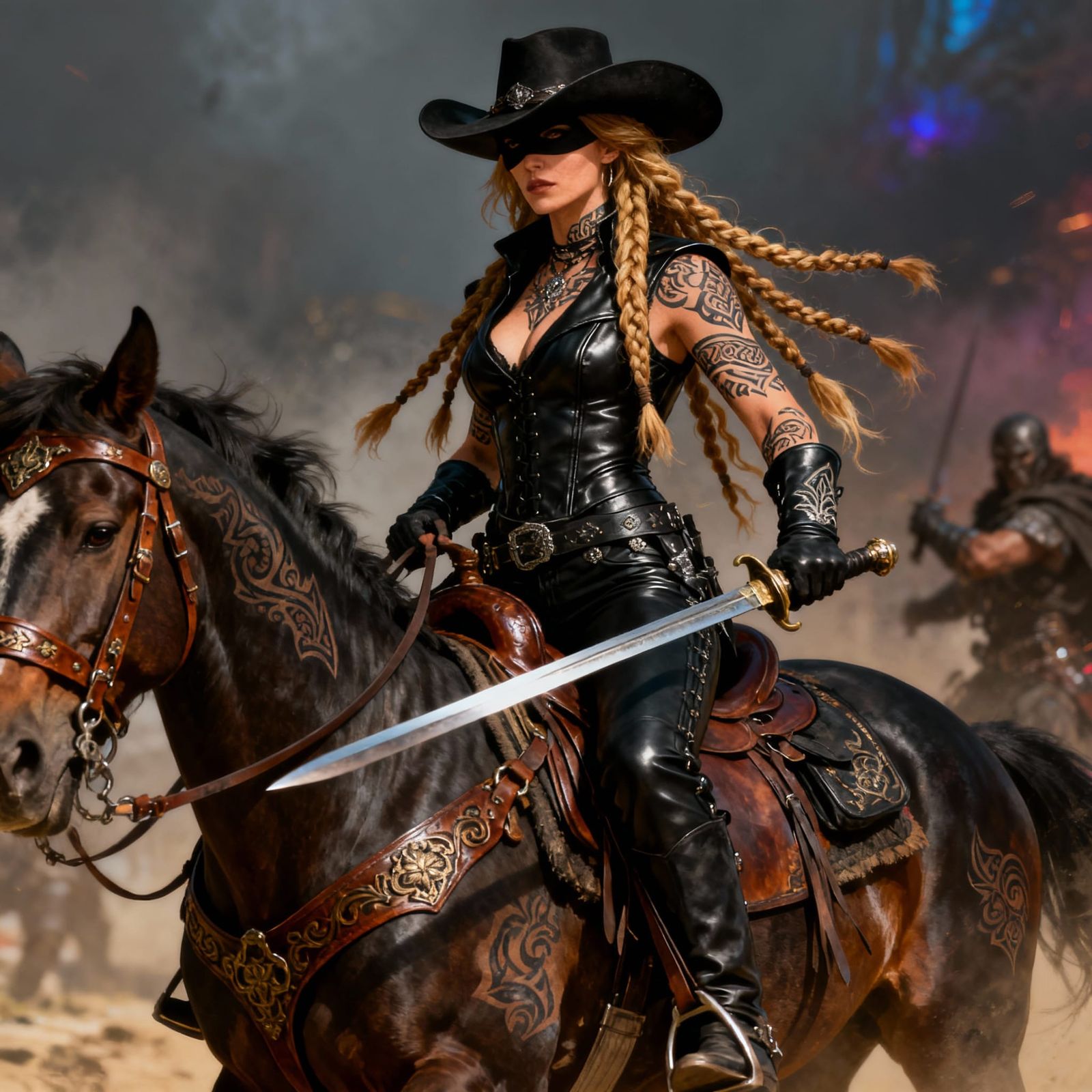 Female Zorro Concept Art on Horseback