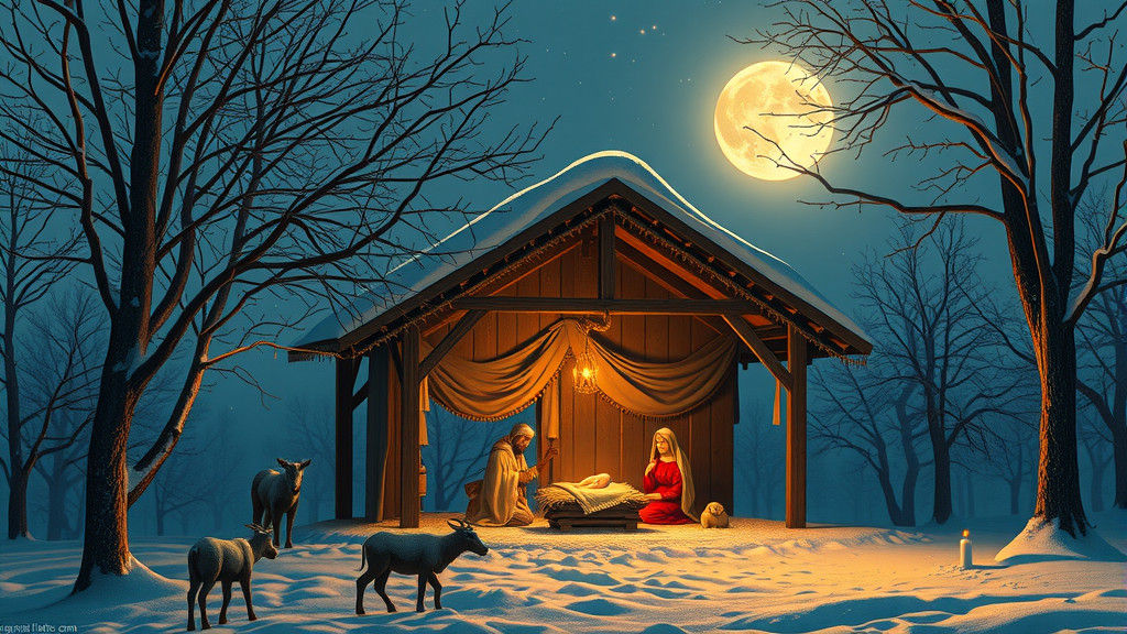 Vintage Nativity Scene in Soft, Dreamy Colors