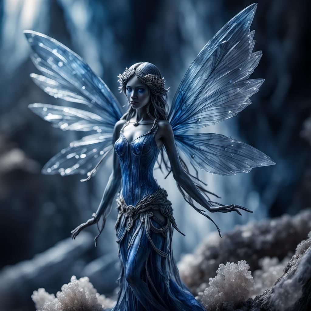 Kyanite Crystal Fairy in Hyperrealistic Style