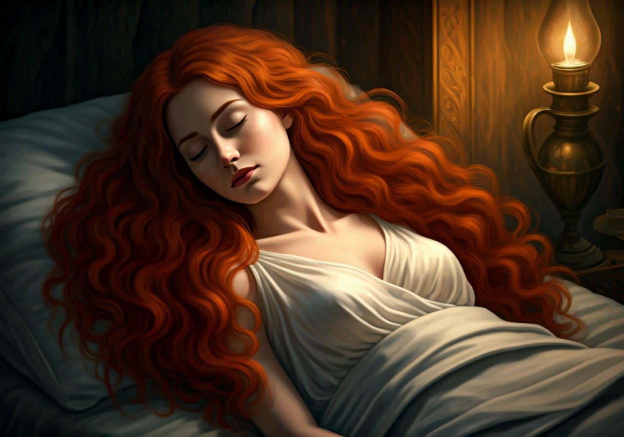 Serene Greek Woman Rests After Childbirth in Ethereal Light