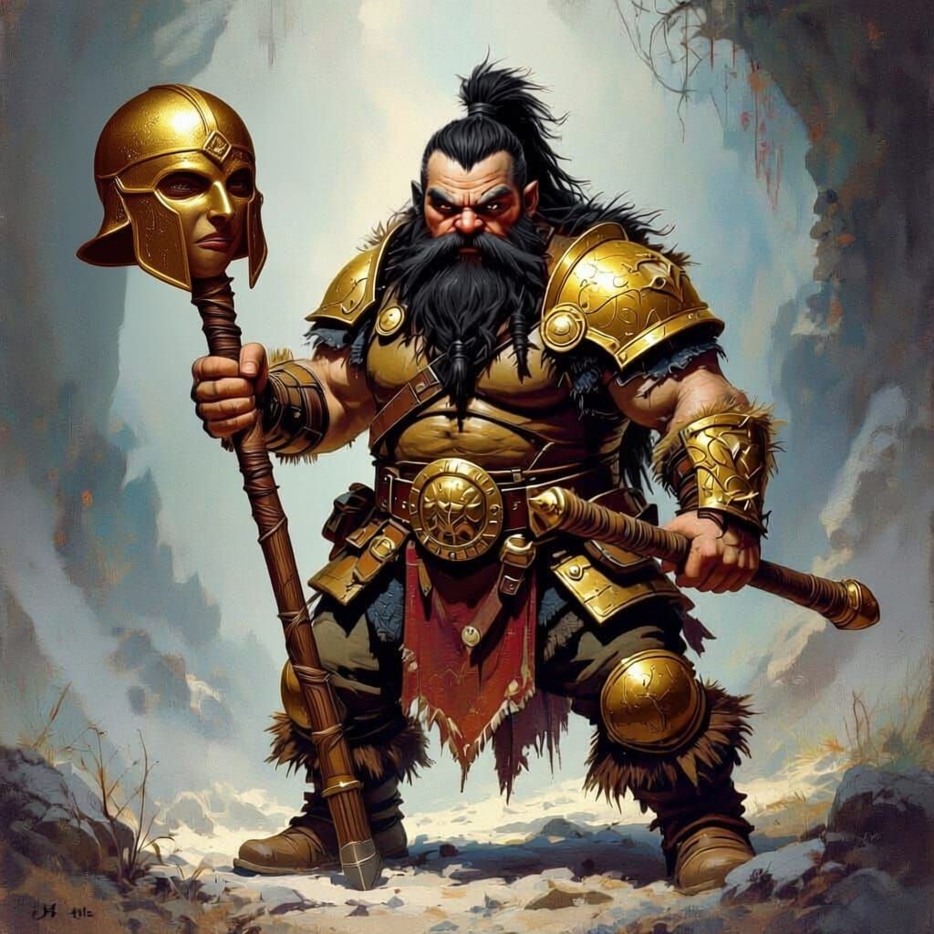 Dwarf Warrior in a Mystical Realm as Fantasy Art