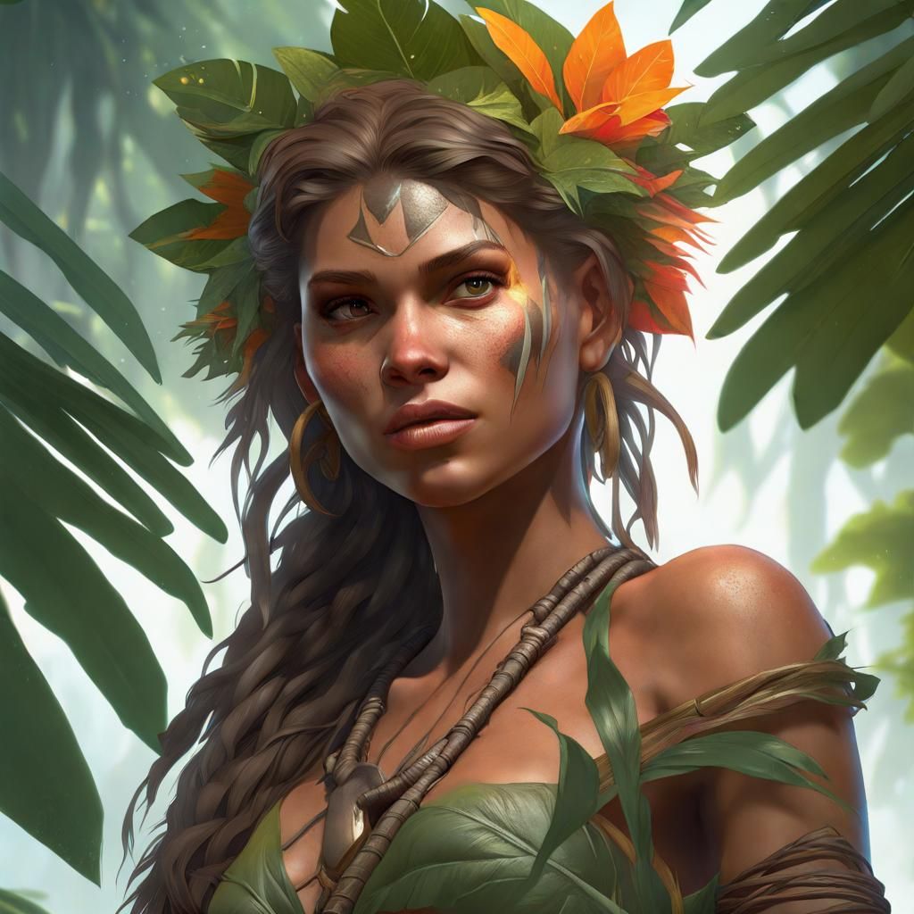 Detailed Portrait of a Girl in Art Nouveau Style