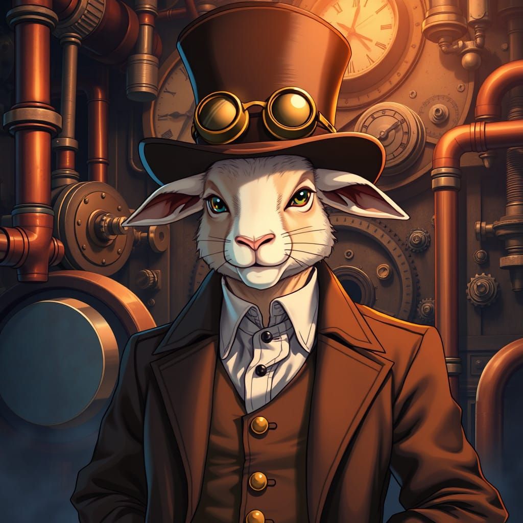 lamsterverse male steampunk Neo-victorian lamb+hamster tinker