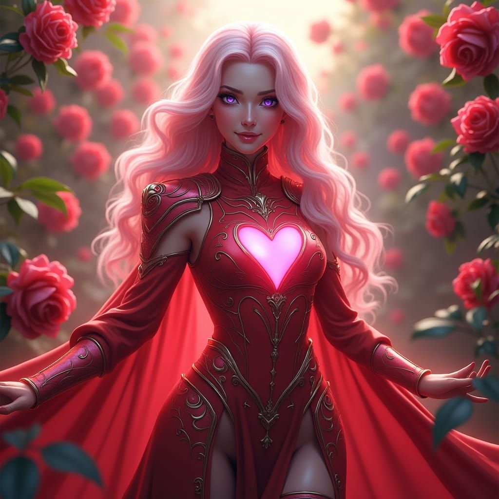 Heart Guardian Jemma in Rose Garden, Digital Art