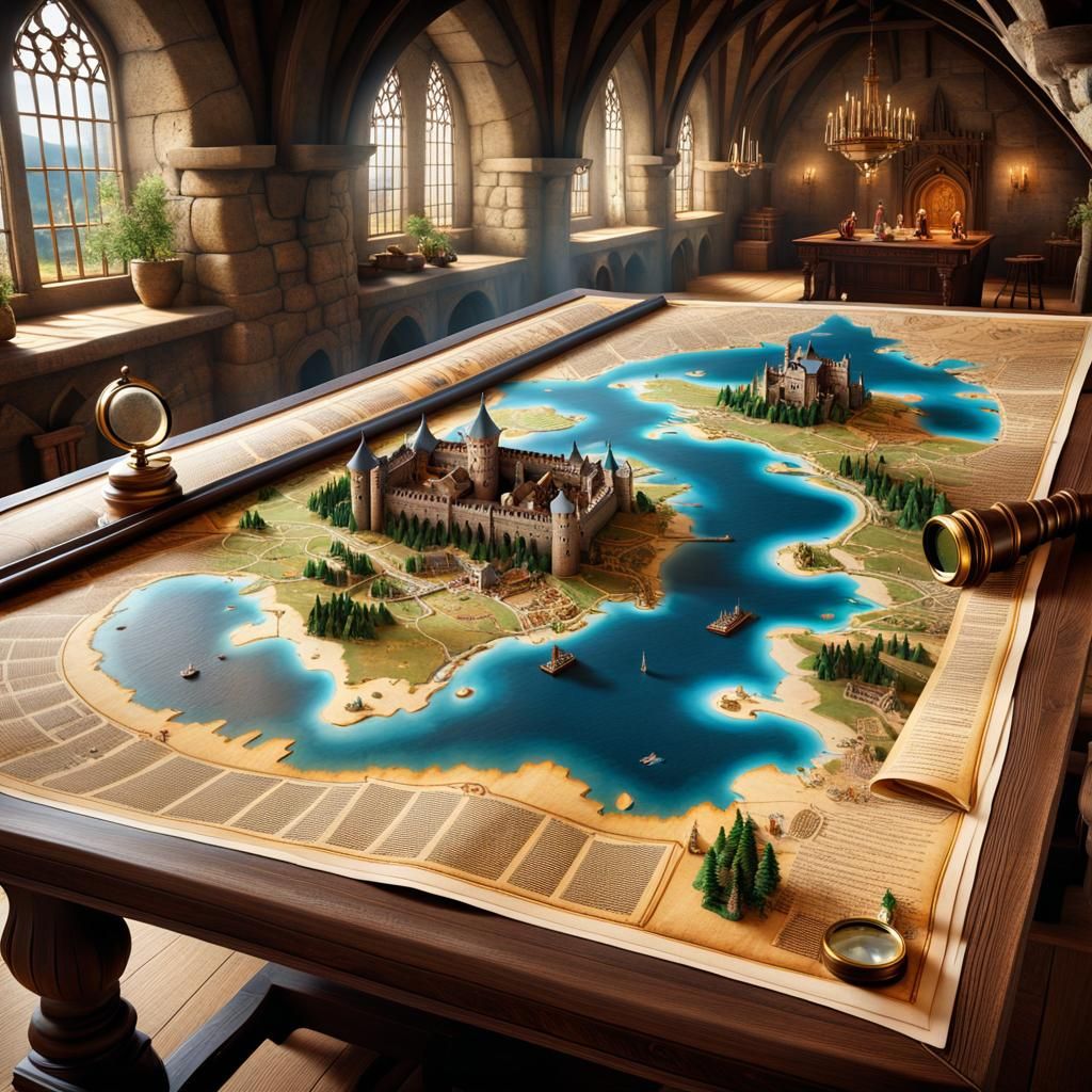 Medieval Map Maker Inspects Ancient World Scroll