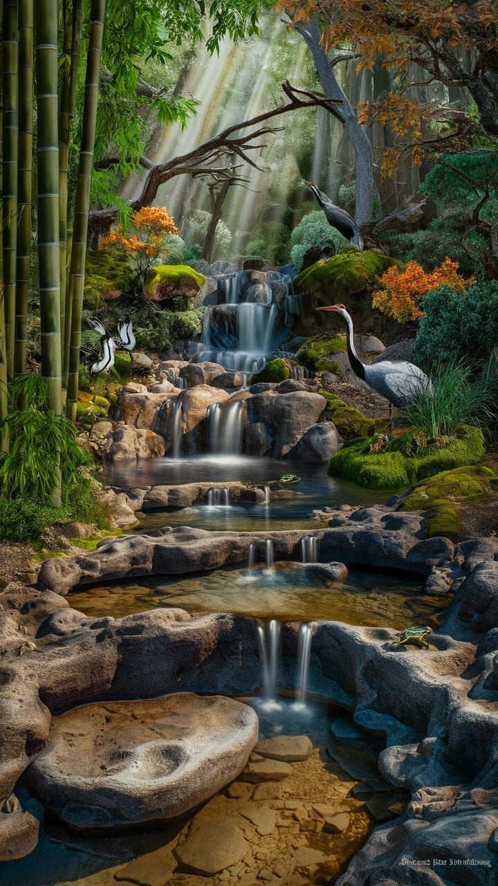 Visually Stunning Japanese Forest Creek in Hyperrealism