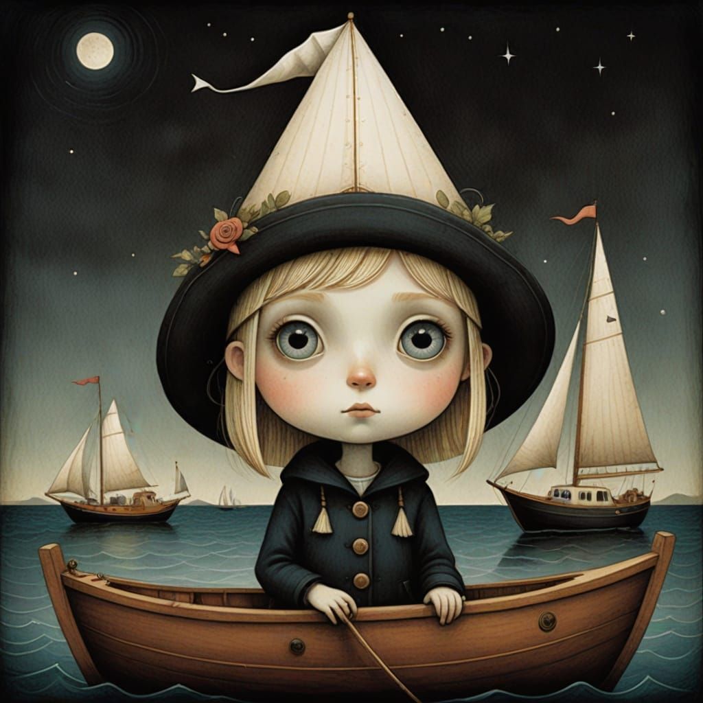 Little Girl in Sailboat Hat