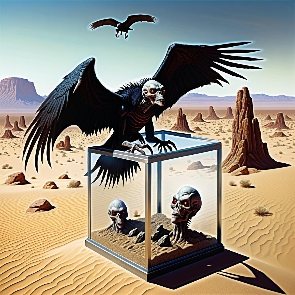 Demonic Alien in Desert with Brains