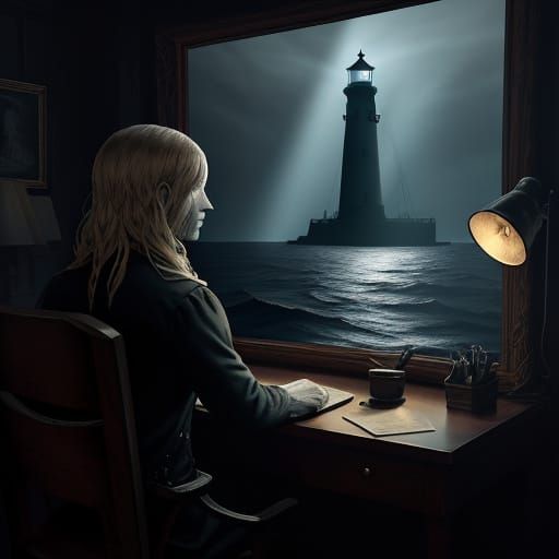 Lighthouse Keeper in Gothic Horror Style
