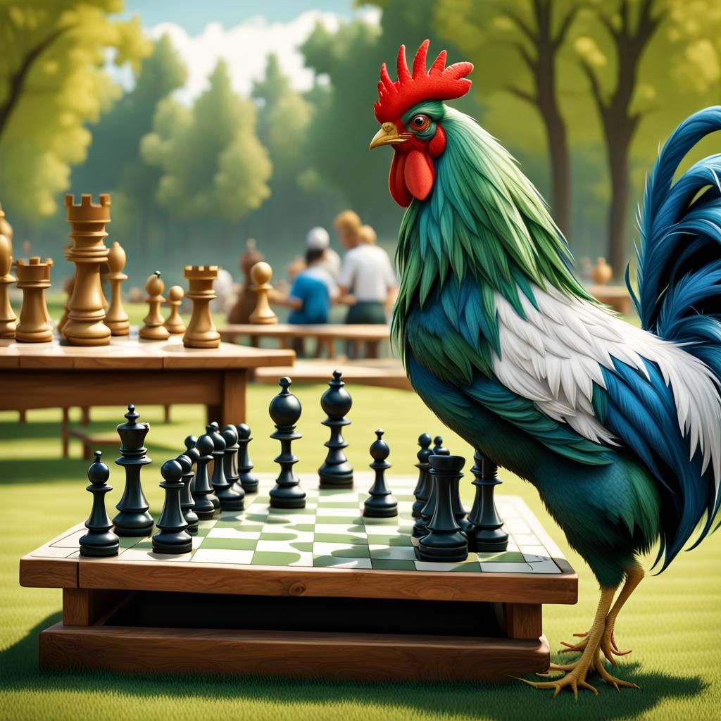 Chess Game: Rooster vs Joe Dalton in Hyperrealism